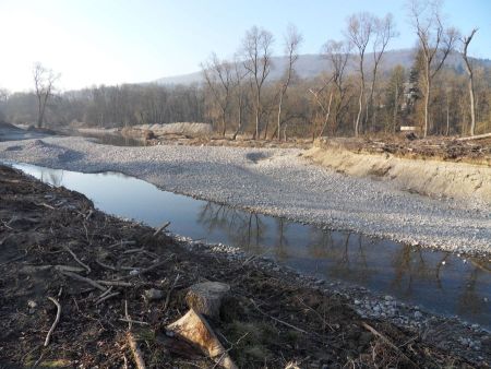 Verbindung der Alten Aare: Beim Hochwasser im Dez. 2010 wurde Kiesmaterial in größerem Umfang umgelagert, teilweise sind die Ufer erodiert.
